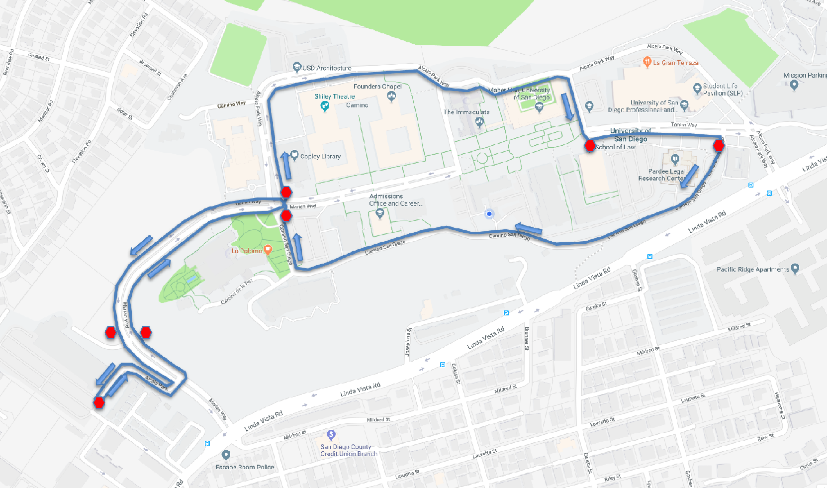 Map of alternative route.